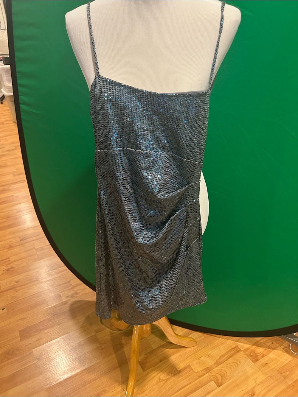 City Studio Metallic Blue Sequin Mini Dress